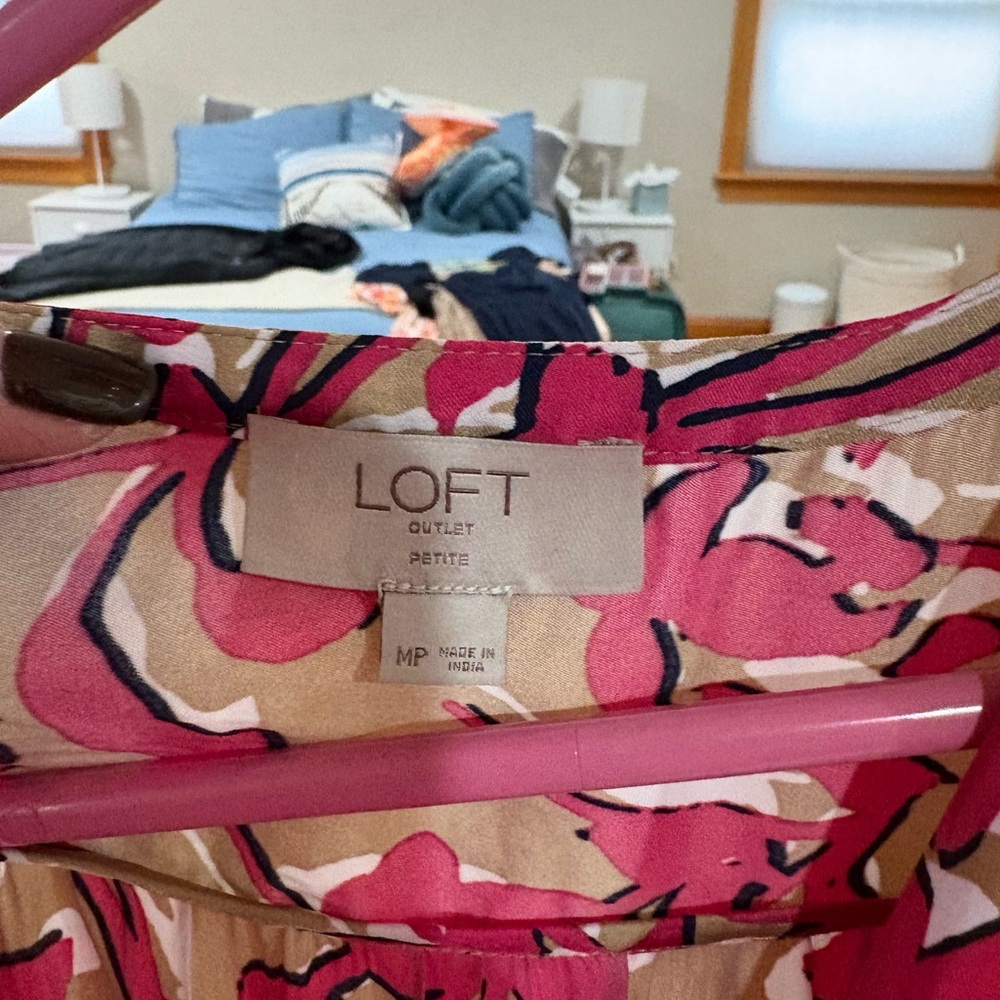 LOFT Pink and Tan Floral Mini Dress - Picture 2 of 3